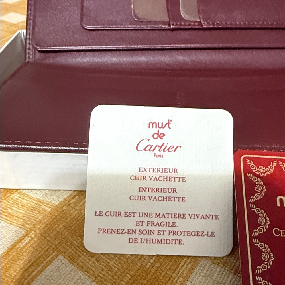 Cartier Burgundy Leather Wallet with Gold Details - Picture 6 of 16